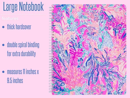 Miniatura 3 de Lilly Pulitzer Cuaderno de espiral de tapa dura, grande, 11" x 9.5", con 160 páginas a rayas, Aquadesiac