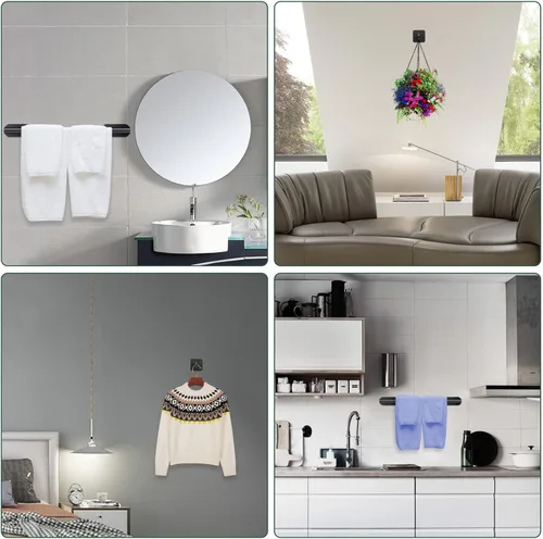 Miniatura 5 de JiGiU Toallero de 16 pulgadas, juego de accesorios de baño autoadhesivos con soporte para papel higiénico y 3 paquetes de ganchos para toallas, kit