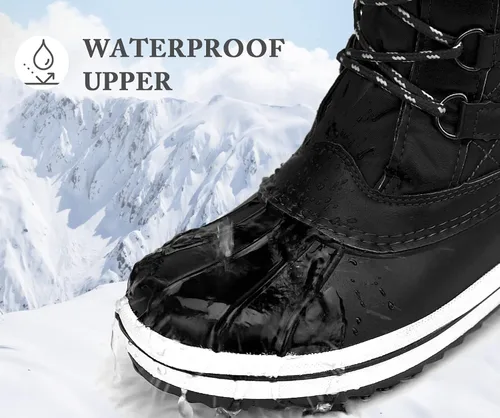 Miniatura 2 de VEPOSE Botas de nieve impermeables para mujer Calzado a media pantorrilla de agujetas con pieles