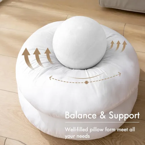 Miniatura 2 de MIULEE Almohada redonda de 14 pulgadas, almohada de suelo, funda de relleno para cojín decorativo, cama, sofá, boda