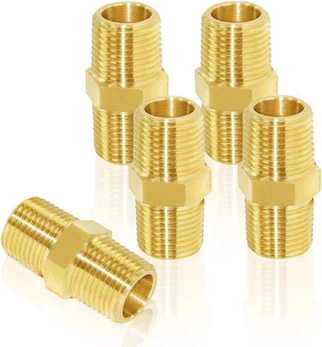 Miniatura 14 de Joywayus 5 unids latón tubería hexagonal pezón igual 1/4 "macho NPT macho aire combustible agua