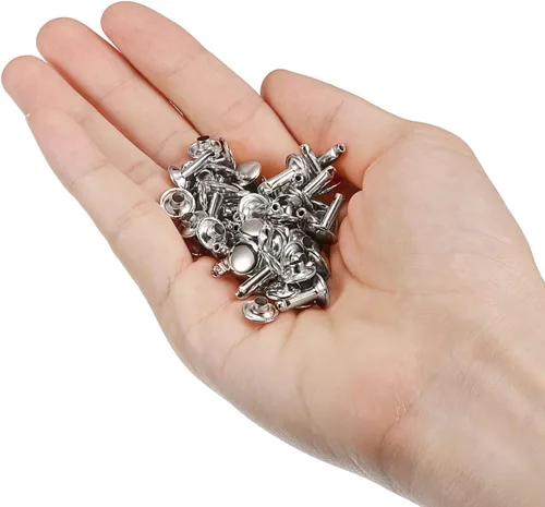 Miniatura 4 de uxcell 100 juegos de remaches de cuero, remaches de doble tapa de 0.354 pulgadas, remaches de metal de 0.472 pulgadas de altura, remaches para Tono