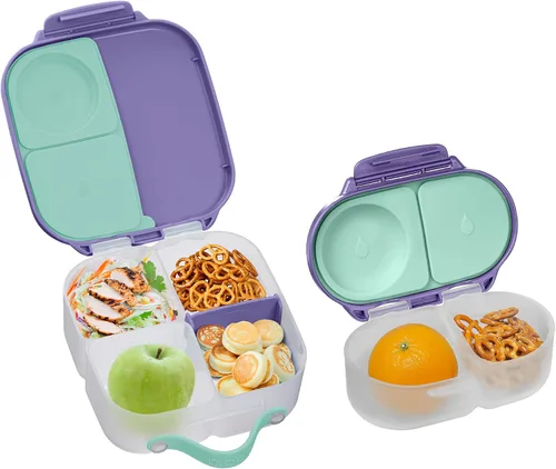 b.box Mini recipientes para almuerzo + aperitivos (Lilac Pop): el juego de 2 unidades incluye lonchera (capacidad de 4 1/4 tazas) y caja de Lila Pop