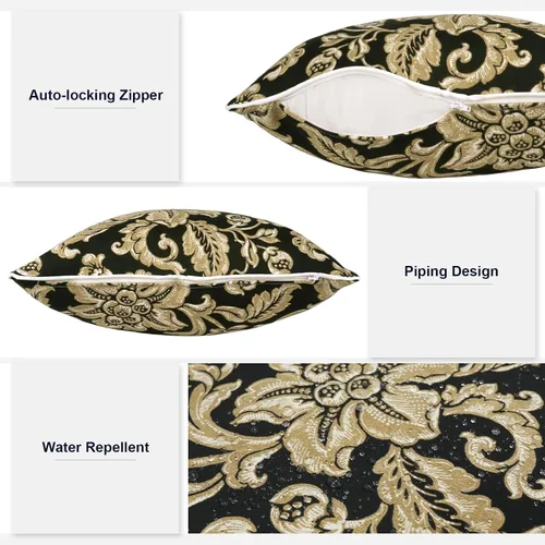 Miniatura 875 de Juego de 2 almohadas para exteriores de 16 x 16 pulgadas, repelentes al agua con interiores, para muebles de patio, hogar, jardín, geometría bohemia