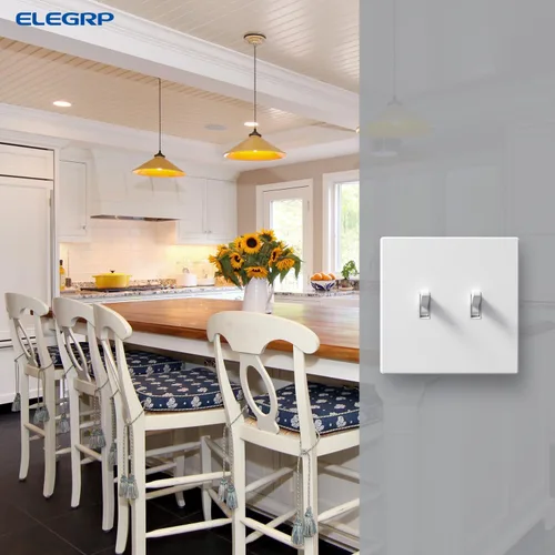 Miniatura 5 de ELEGRP Placas de pared de palanca de 2 segmentos sin tornillos, cubierta de placa frontal termoplástica irrompible de tamaño mediano para Blanco mate