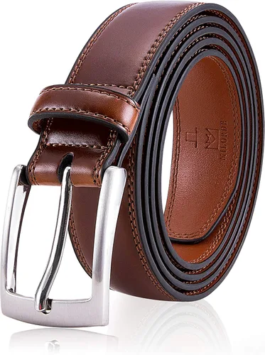 MILORDE Cinturón de vestir de cuero genuino para hombre, hecho a mano, 100% cuero de vaca, diseños clásicos y modernos para trabajo, negocios y uso