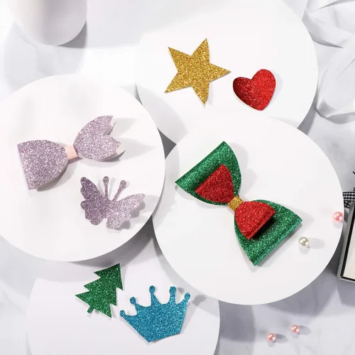 Miniatura 6 de WILLBOND 20 Piezas Hojas de Cuero Sintético Brillante con Purpurina Hojas de Tela de Cuero Sintético PU para Manualidades DIY Boda Costura