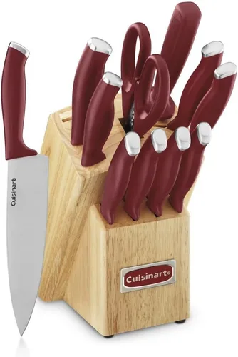 Cuisinart C77SSR-12P Color Pro Collection - Juego de cuchillos (12 piezas), color rojo Rojo/acero inoxidable