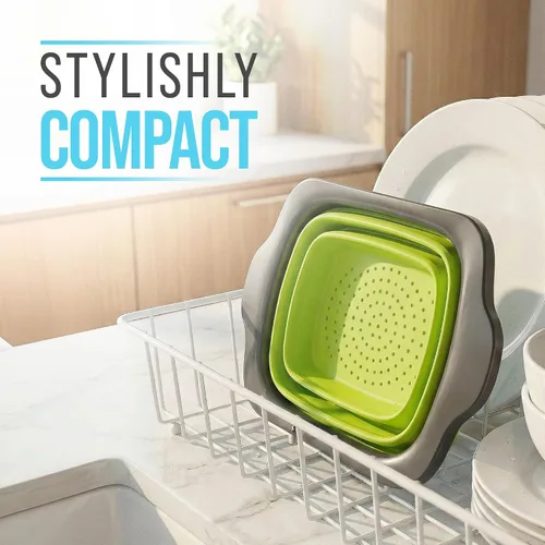 Miniatura 2 de Comfify XL - Colador de cocina grande plegable de silicona para colocar sobre el fregadero, con asas extensibles - Uso con pasta, fruta, bayas