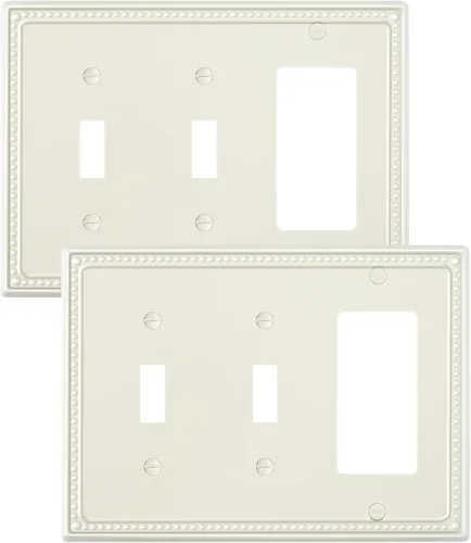 Miniatura 41 de Paquete de 4 placas de cubierta para interruptor de luz de palanca individual, cubiertas decorativas de perlas, placa de pared de metal almendra
