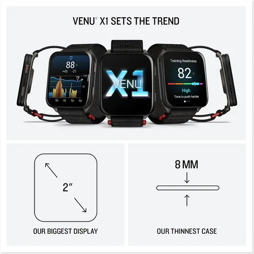Miniatura 7 de Garmin® Venu® X1, Reloj inteligente GPS delgado y ligero, pantalla AMOLED, funciones avanzadas de salud y fitness, negro con respaldo de caja