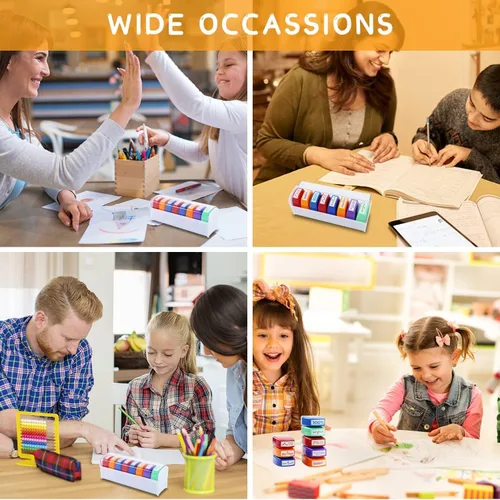 Miniatura 4 de Juego de 8 sellos para profesores para aulas de calificación, autoentintados, juego de sellos de suministros escolares autoentintados para padres
