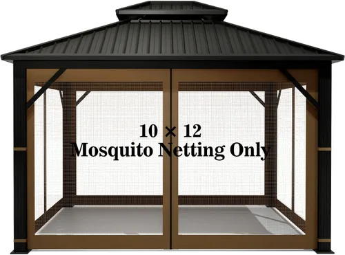 Miniatura 11 de Mosquitera Universal de Repuesto para Gazebo – Hugline 10' x 12' Pantalla de Malla para Exteriores, Cortinas Laterales de 4 Paneles con Cremallera