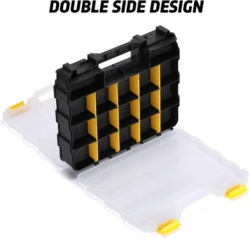 Miniatura 3 de Organizador de herramientas de doble cara con polímero resistente a los impactos, almacenamiento de caja de hardware, excelente para tornillos