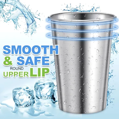 Miniatura 3 de Honeydak Paquete de 12 vasos de acero inoxidable de 16 onzas, vasos de metal apilables de acero inoxidable, vasos de pinta irrompibles para adultos