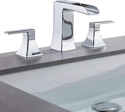 Miniatura 11 de Grifo de baño de dos tonos negro y dorado, grifo de baño generalizado de 2 manijas para fregaderos de 3 agujeros de 4 a 8 pulgadas, grifos