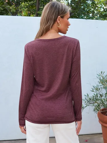 Miniatura 4 de AUTOMET Camisetas básicas de manga larga con cuello redondo para mujer, camisetas de otoño 2024