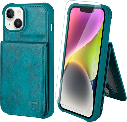 Miniatura 20 de VANAVAGY Funda tipo cartera compatible con iPhone 14 Pro para mujeres y hombres, de piel sintética, cierre magnético, con bloqueo RFID, tarjetero