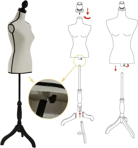Miniatura 4 de HCY Maniquí de maniquí de torso y soporte para maniquí, forma 60-67 pulgadas, maniquíes ajustables en altura, cuerpo femenino, muestra la base