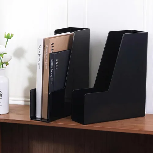 Miniatura 8 de Vertical Magazine File Holder, Black File Organizer Desk Organizer and Storage Bins Holding for Magazines, Binders, Notebooks, Envelopes, Plastic