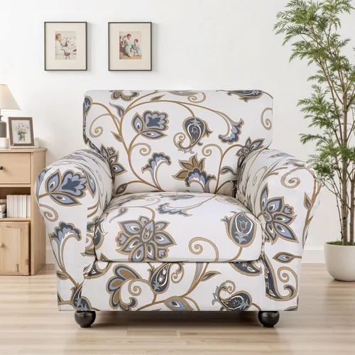 Miniatura 2 de SearchI Funda elástica para sofá, Fundas impresas para sofá, Funda de sillón con patrón floral, 2 piezas de funda elástica para sillón con funda