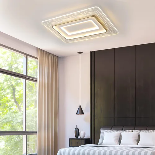 Miniatura 8 de Lámpara de techo empotrada moderna de 72 W LED regulable lámpara de techo rectangular con control remoto cerca de la lámpara de techo