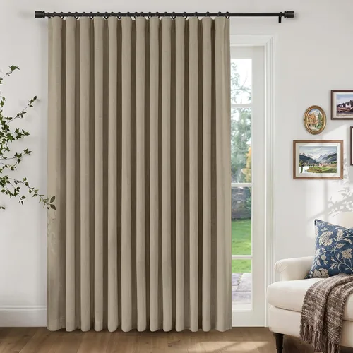 Miniatura 40 de INOVADAY Cortinas térmicas para puerta corredera 100% opacas para dormitorio, cortinas de puerta corrediza de vidrio extra anchas para patio, lino