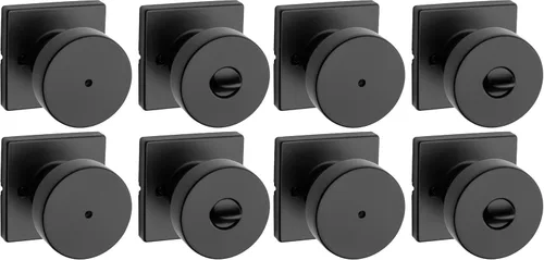 Miniatura 14 de Kwikset Pismo Manija de privacidad para puerta, para interiores, con cerradura, sin llave, con protección Microban, para baño y dormitorio, negro