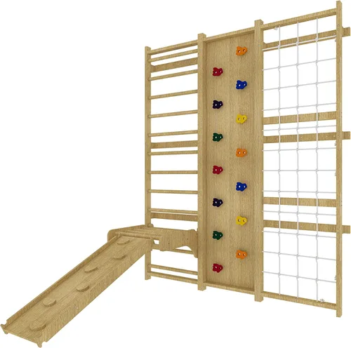 Miniatura 8 de Avenlur Juego de gimnasio de pared de escalera sueca 9 en 1 de nogal