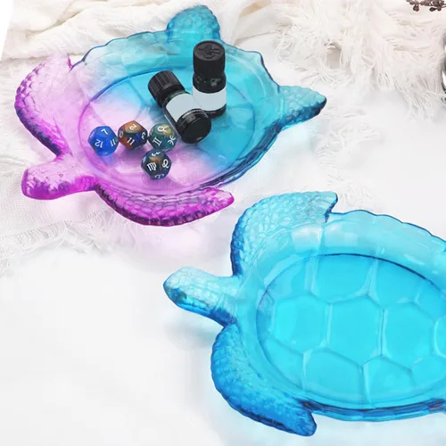 Miniatura 5 de Wehous Molde de resina con textura de tortuga, bandeja de almacenamiento de silicona para resina epoxi, contenedor creativo de animales marinos