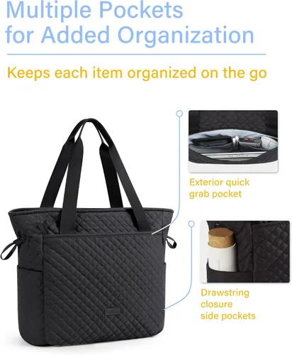 Miniatura 4 de BAGSMART Bolso de mano acolchado, bolsos de mano con asa superior para mujer, bolso de hombro, bolsa grande de 25 litros para el trabajo