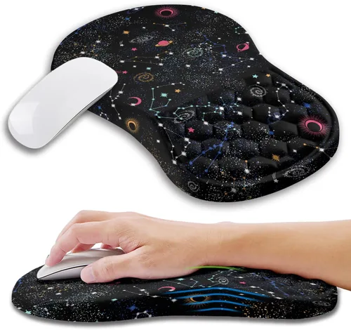 Miniatura 33 de Alfombrilla ergonómica para mouse con soporte de muñeca con espuma viscoelástica, almohadilla de masaje para aliviar el dolor del túnel carpiano