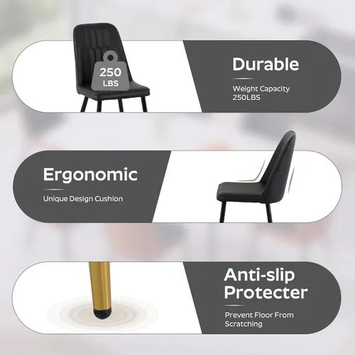 Miniatura 4 de Juego de mesa de comedor moderno de 51 pulgadas para 4, juego de sillas de mesa de cocina de vidrio para 4, mesa de cocina rectangular con 4 sillas