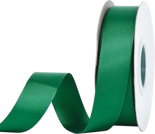 Miniatura 150 de YAMA Rollo de cinta de grogrén sólido, 1 pulgada, 25 yardas para cintas de envoltura de regalos, color blanco