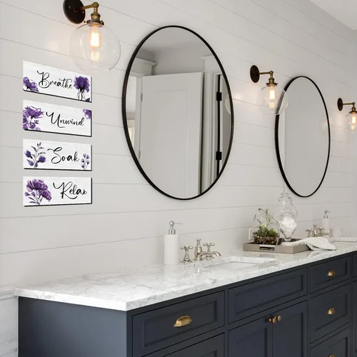 Miniatura 3 de 4 Arte de Pared Rústico de Granja - Signo Colgante de Madera para Relajarse, Remojar, Desconectar y Respirar para Decoración de Spa en Casa, Baño