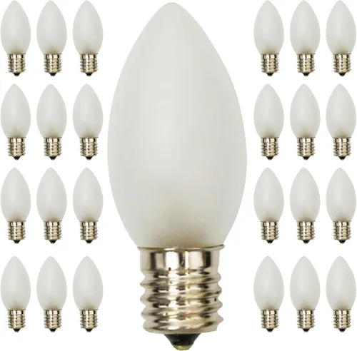 Miniatura 13 de Paquete de 25 bombillas rojas de Navidad de repuesto, bombilla de luz roja de Navidad C9 de cerámica para luces de cadena de fiesta