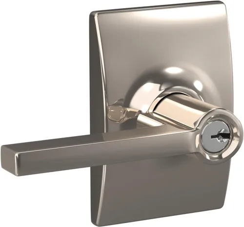Miniatura 2 de SCHLAGE F51A LAT 618 CEN Latitude - Manija con bloqueo de entrada con llave y moldura Century, en acabado de níquel pulido