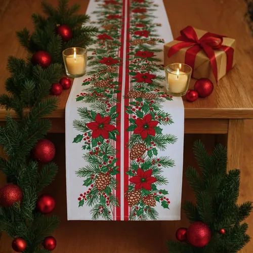 Miniatura 10 de Folkulture Camino de mesa de Navidad de 90 pulgadas de largo para decoraciones de Navidad de interior para el hogar, camino bohemio 100% algodón
