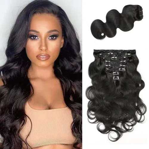 Miniatura 7 de Clip in Hair Extensions Real Human Hair Extensions Clip Ins 120g Grade Body Wave 8Pcs 100% 10A Brazilian Remy Hair Extensions 24 Inch