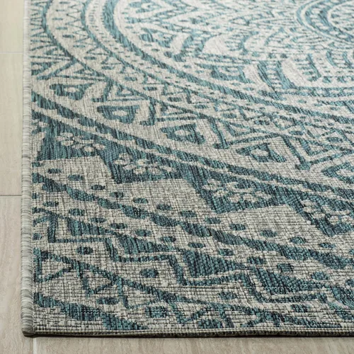 Miniatura 91 de SAFAVIEH Alfombra lavable para exteriores, colección Courtyard - Pasillo de 2.3 x 8 pies, color beige claro y marrón claro, no desprende pelusa