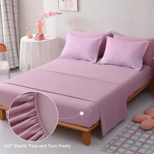 Miniatura 58 de Dinjoy Juego de edredón para niñas, tamaño individual, colorido, azul, rosa, morado, arcoíris, juego de ropa de cama de 6 piezas en una bolsa
