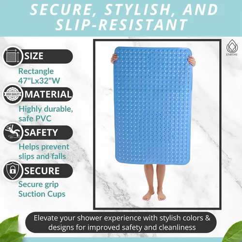 Miniatura 3 de ENKOSI Tapete de ducha extra grande antideslizante – 47 x 32 pulgadas – Tapete de ducha de baño XL – Tapetes de ducha grandes para suelos de ducha