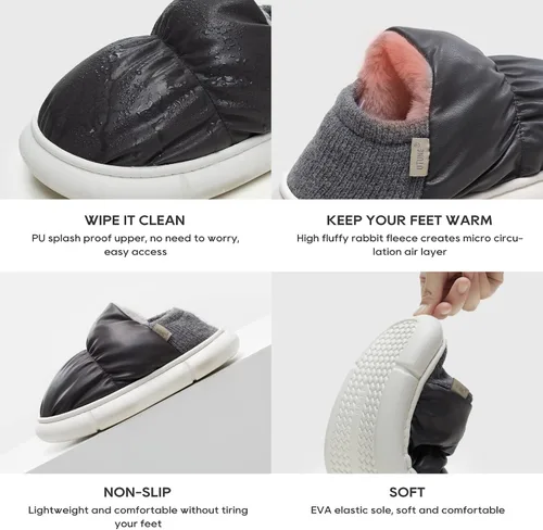 Miniatura 3 de utune Zapatillas de pan para mujeres y hombres, zapatos de invierno para exteriores, interiores, hogar, zapatilla de piel sintética, felpa cálida