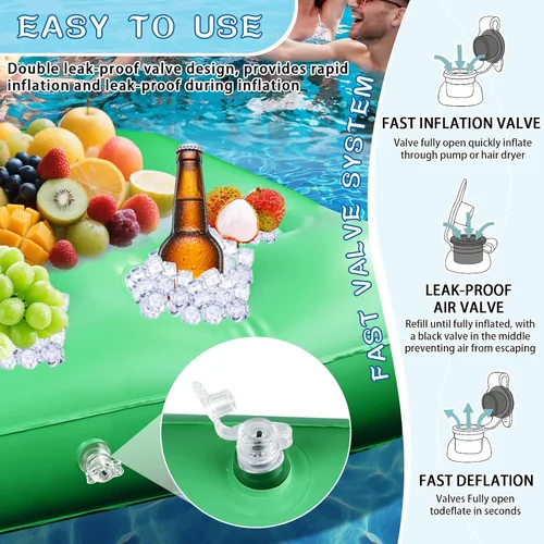 Miniatura 5 de Mesa flotante para juego de billar, mesa flotante de 40 x 40 pulgadas para piscina con soportes para bebidas y cartas de juego impermeables, mesa