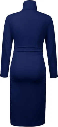 Miniatura 6 de Vestido de maternidad de manga larga con cuello alto, vestido de embarazo ajustado a media pierna para uso casual, sesión de fotos, baby shower