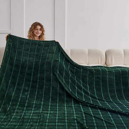Miniatura 27 de Manta de vellón extragrande King de 120 x 120 pulgadas, manta de franela jacquard 3D sin costuras, suave y acogedora, 10'x10', extra grande