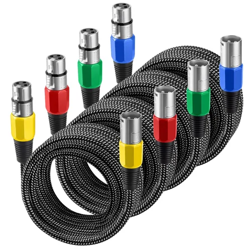 Miniatura 11 de Cable XLR KINXIYU 3 pies, cable de micrófono 3 Pin Nylong trenzado balanceado XLR macho a hembra, cables de parche de micrófono de servicio pesado