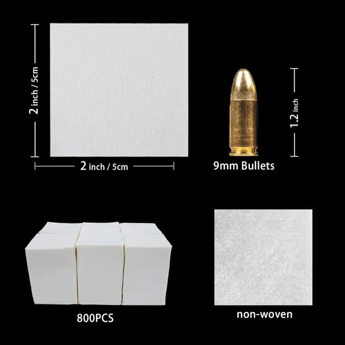 Miniatura 3 de Parches de limpieza de pistola más gruesos, parches de pistola altamente absorbentes de 2 pulgadas, para pistolas de .22-.45 Cal, 0.219-0.354 in