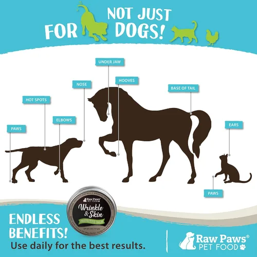 Miniatura 7 de Raw Paws Bálsamo antiarrugas y piel – Tamaño extra – (4 onzas) – Bálsamo antiarrugas seguro para las lamidas para perros, pasta para bulldogs