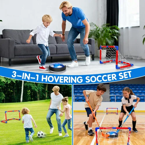Miniatura 5 de Qirptey Juego de Fútbol y Hockey Hover 3 en 1 con Luces LED, Juguetes de Interior para Niños, Regalo de Fútbol para Niños de 6-8, 8-12 años